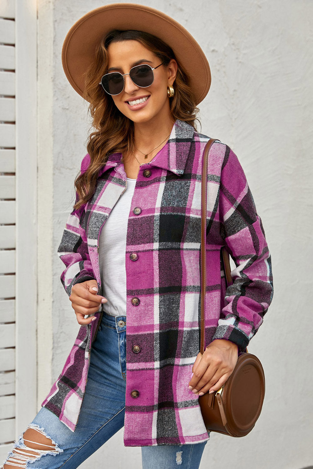 lake plaid print jacket - red/ yellow/ gray/ orange/ rose