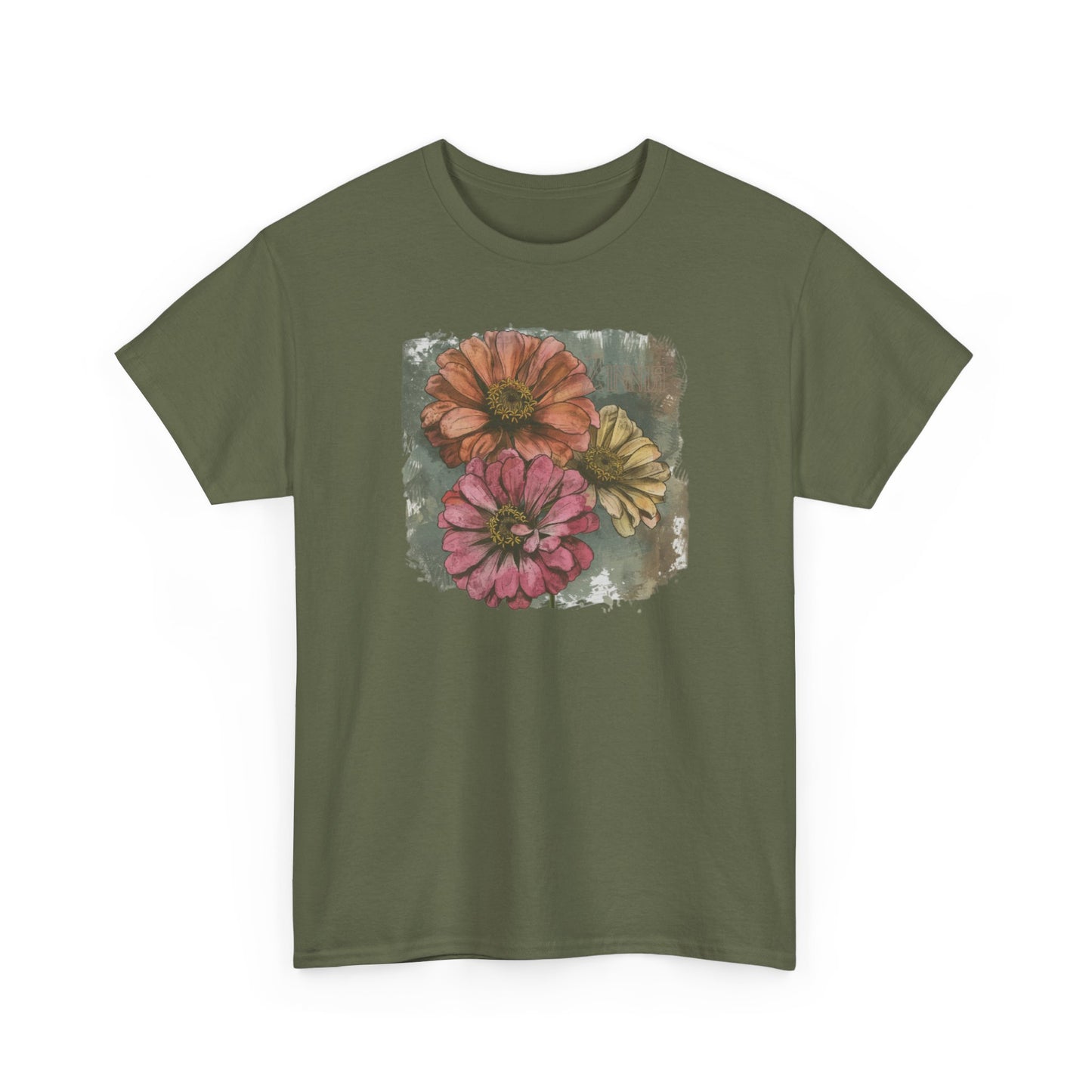 vintage zinnia graphic tee - summer flowers