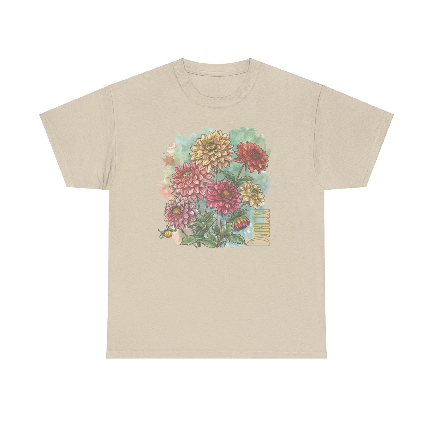 vintage dahlia garden graphic tee - summer flowers