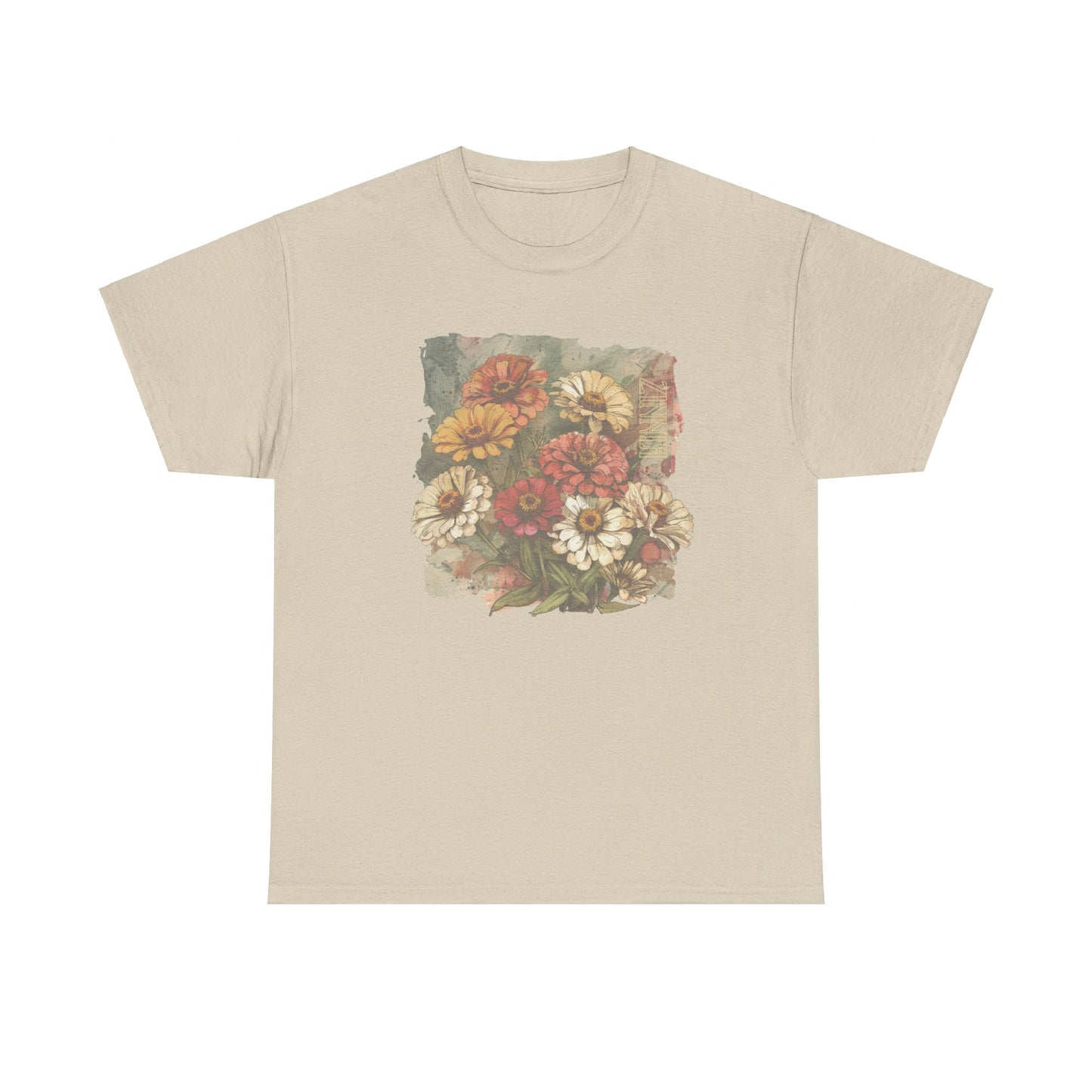 vintage zinnia garden graphic tee - summer flowers