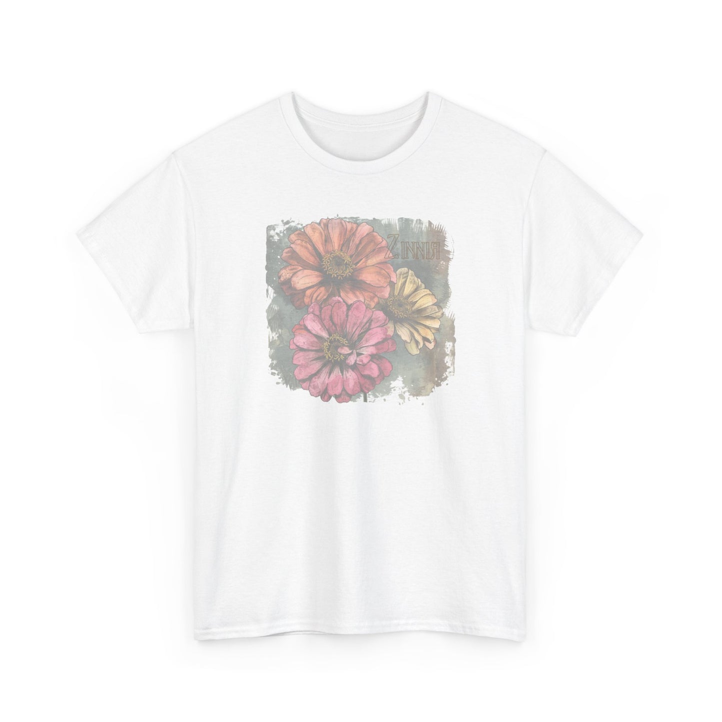 vintage zinnia graphic tee - summer flowers