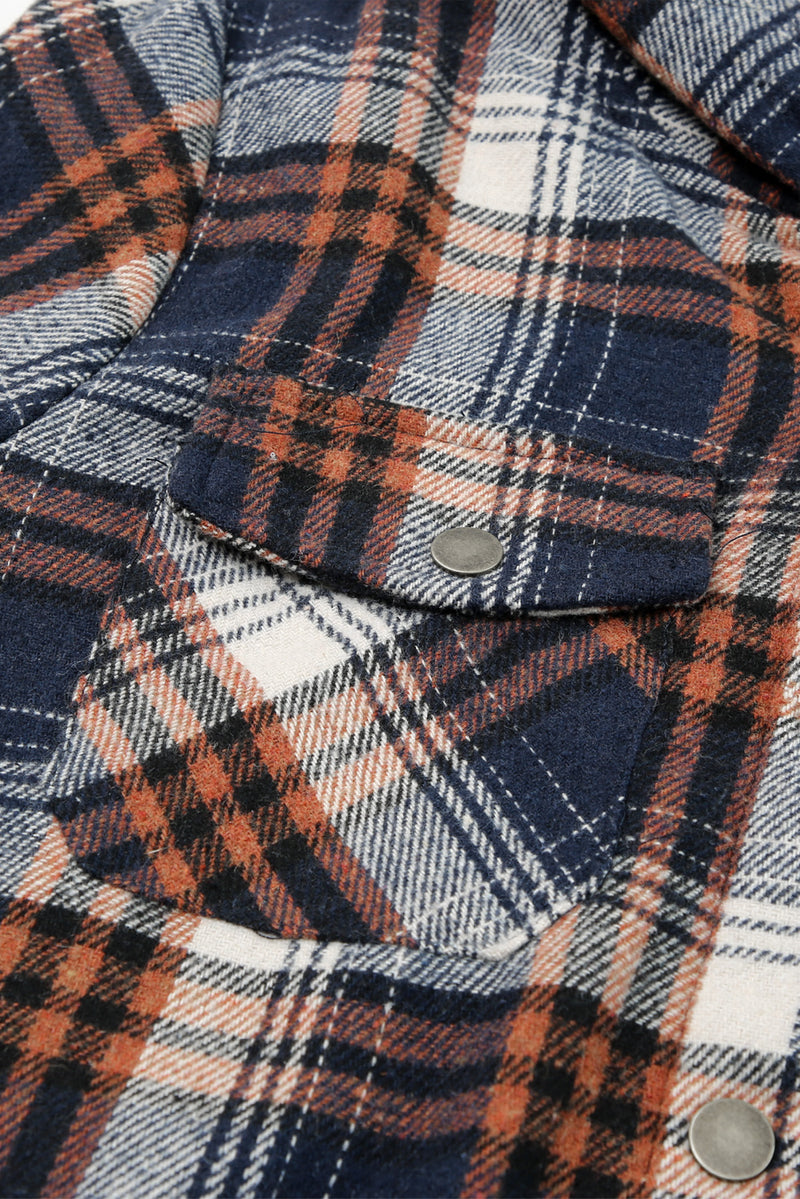 Plaid Pattern Sherpa Lined Hooded Shacket