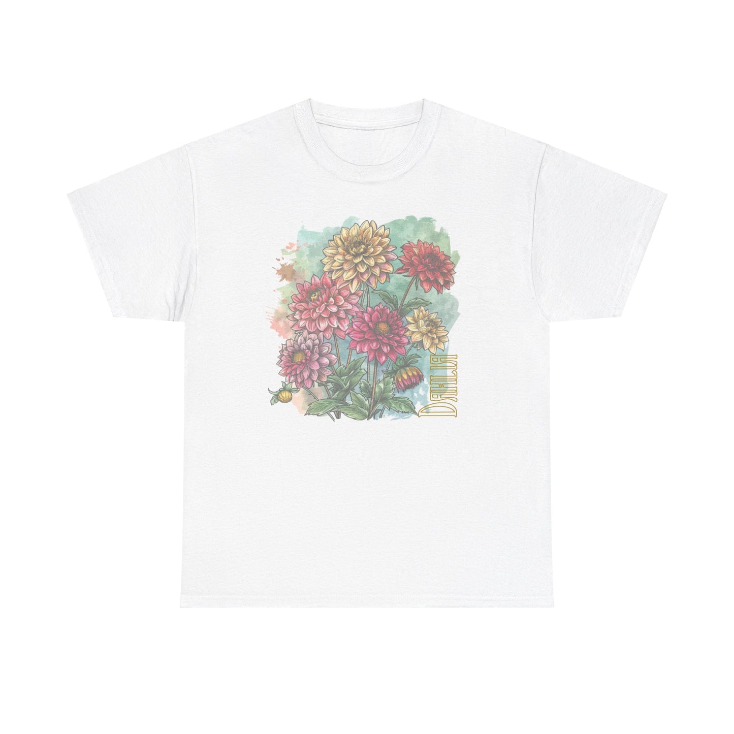 vintage dahlia garden graphic tee - summer flowers