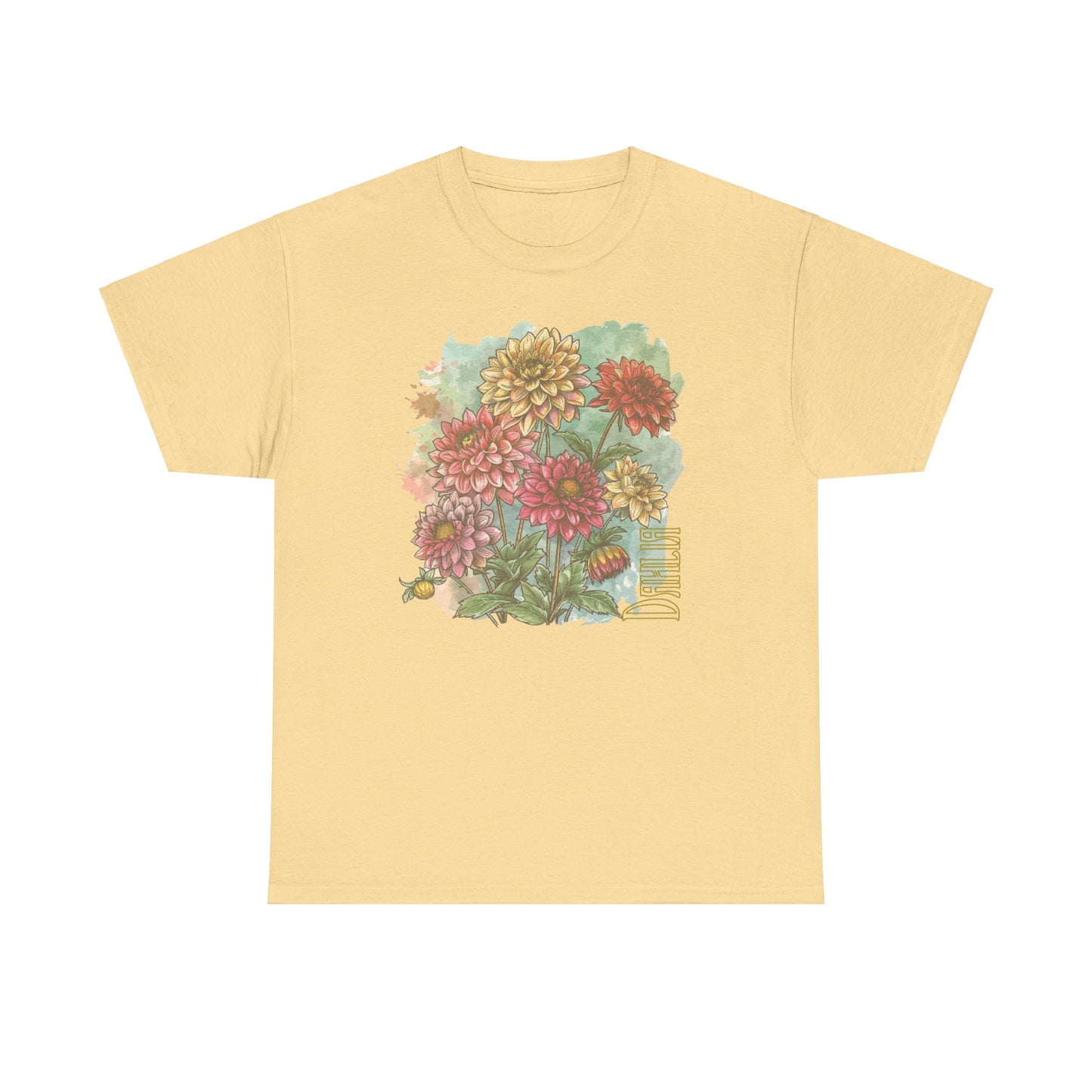 vintage dahlia garden graphic tee - summer flowers