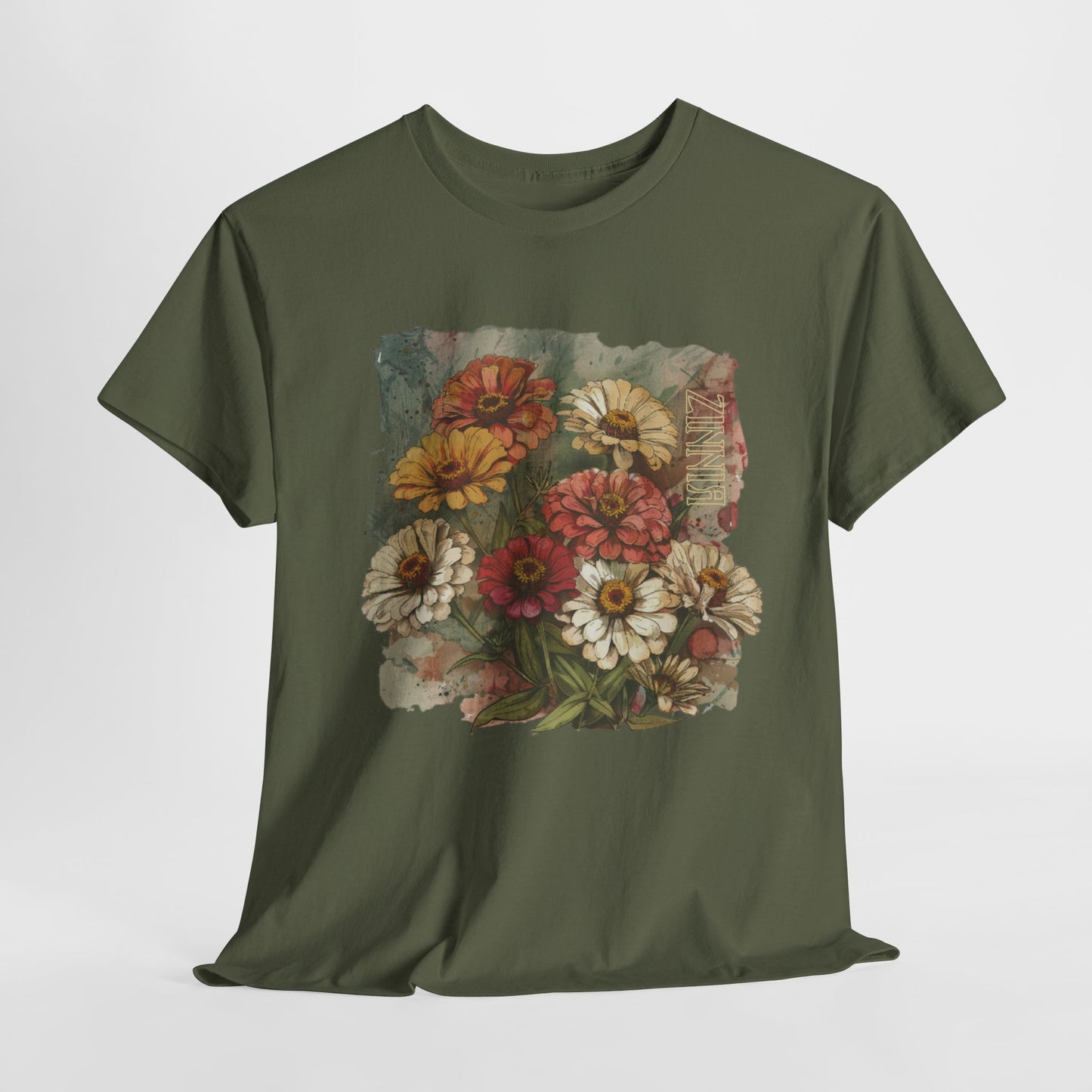 vintage zinnia garden graphic tee - summer flowers