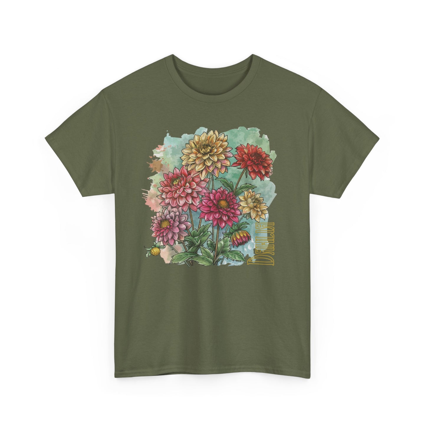 vintage dahlia garden graphic tee - summer flowers