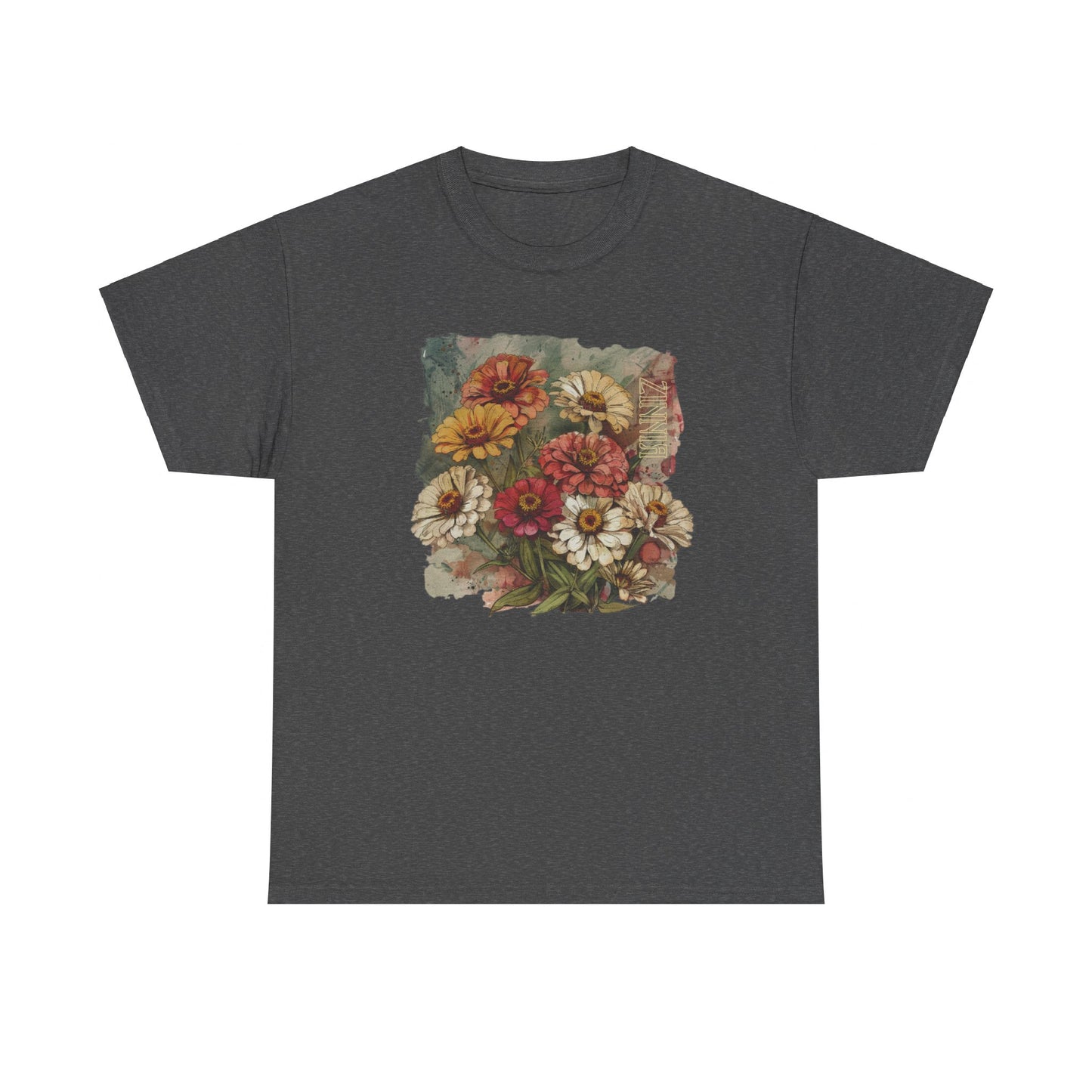 vintage zinnia garden graphic tee - summer flowers