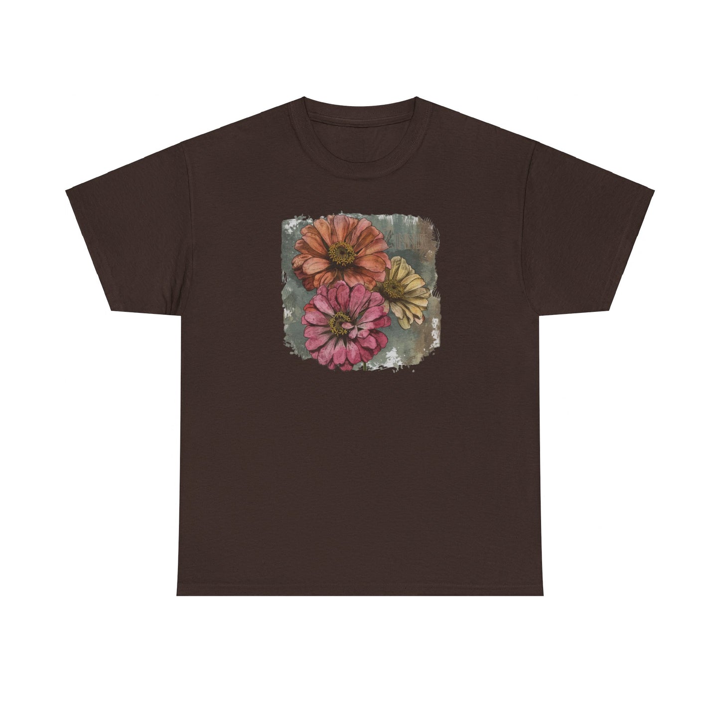 vintage zinnia graphic tee - summer flowers