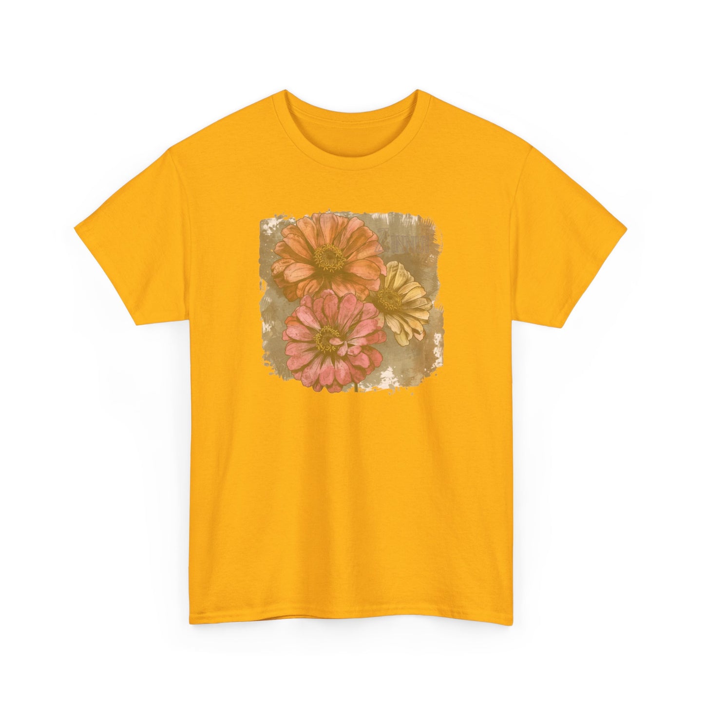 vintage zinnia graphic tee - summer flowers