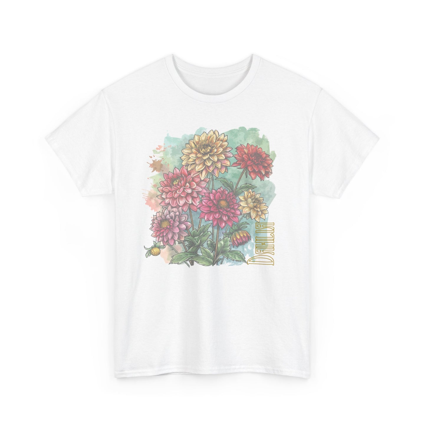 vintage dahlia garden graphic tee - summer flowers