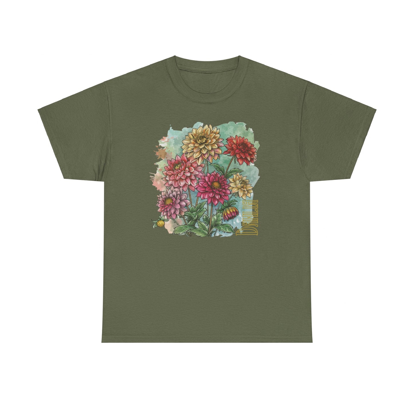 vintage dahlia garden graphic tee - summer flowers