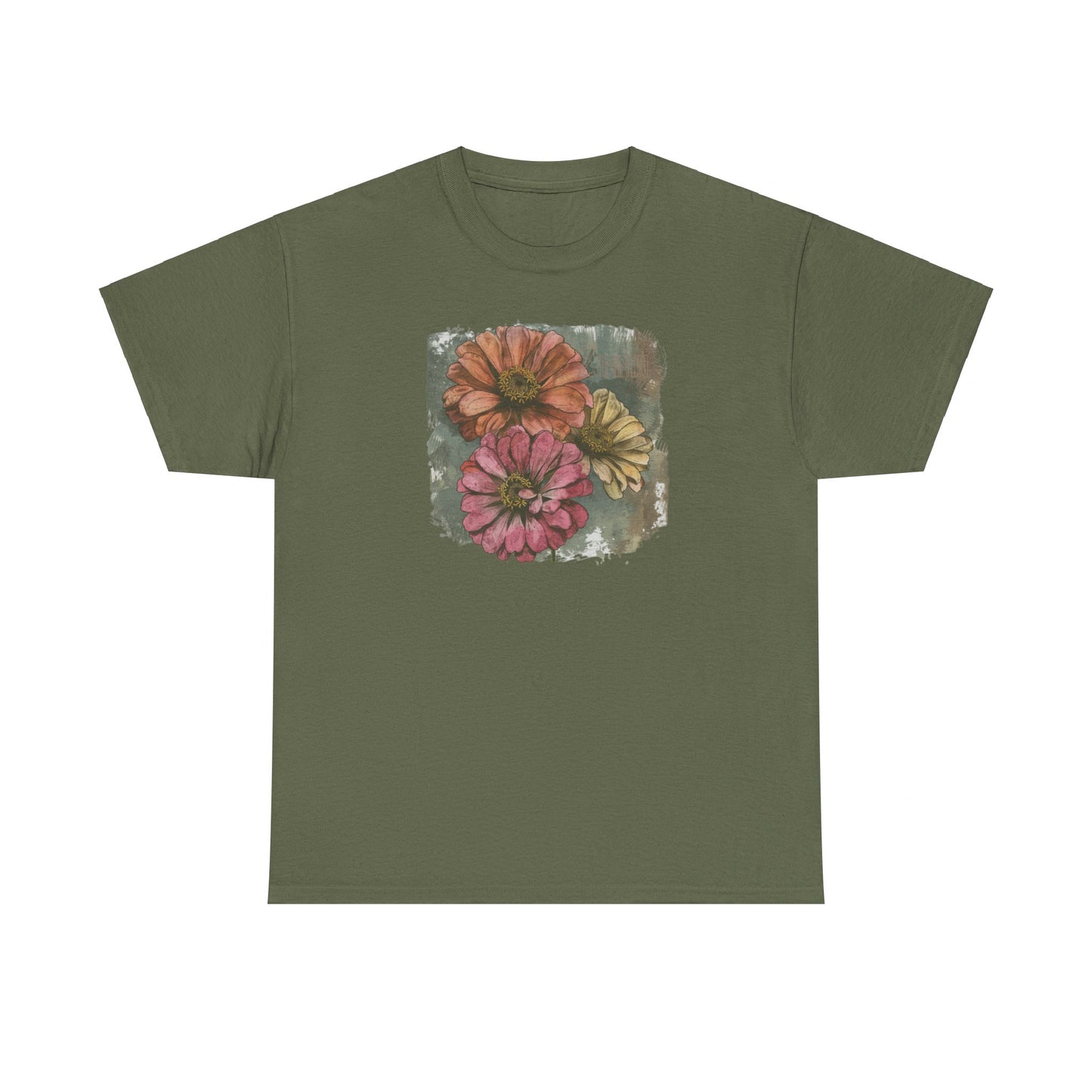 vintage zinnia graphic tee - summer flowers