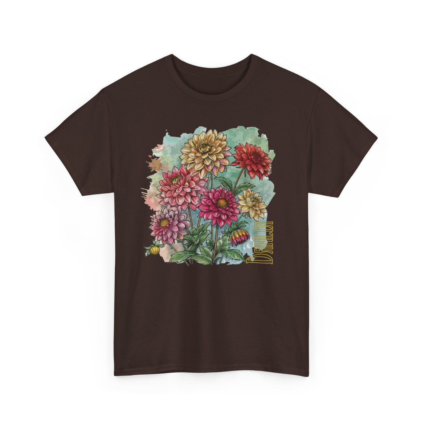 vintage dahlia garden graphic tee - summer flowers