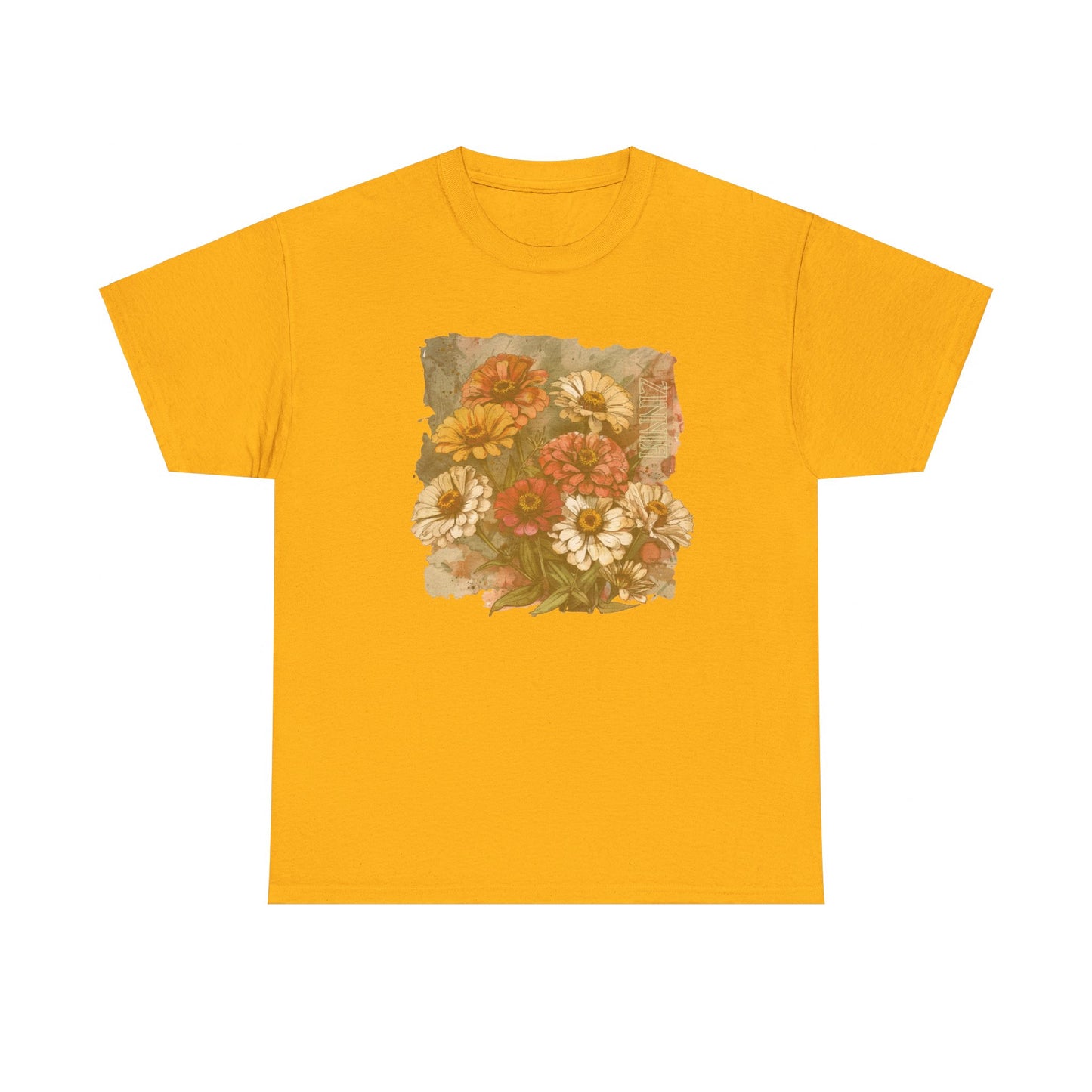 vintage zinnia garden graphic tee - summer flowers