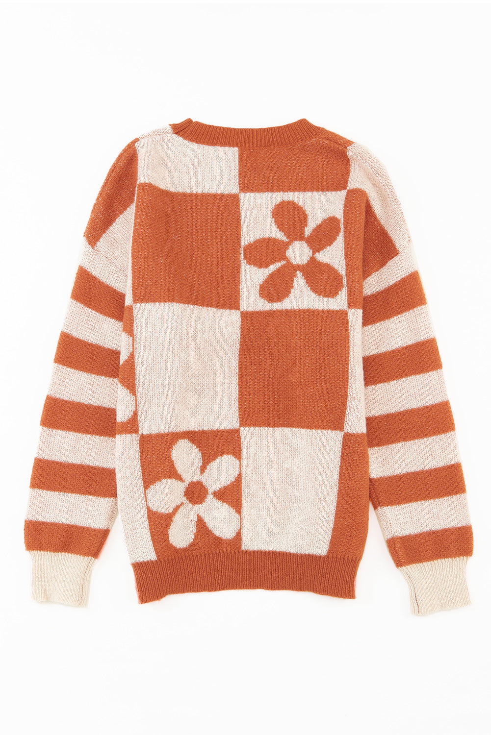 rose checkered flowr sweater - pink/orange/mist/orchid