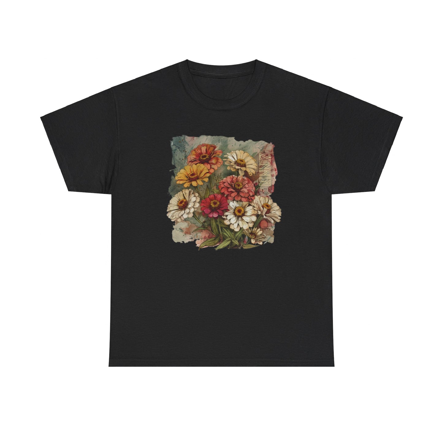 vintage zinnia garden graphic tee - summer flowers