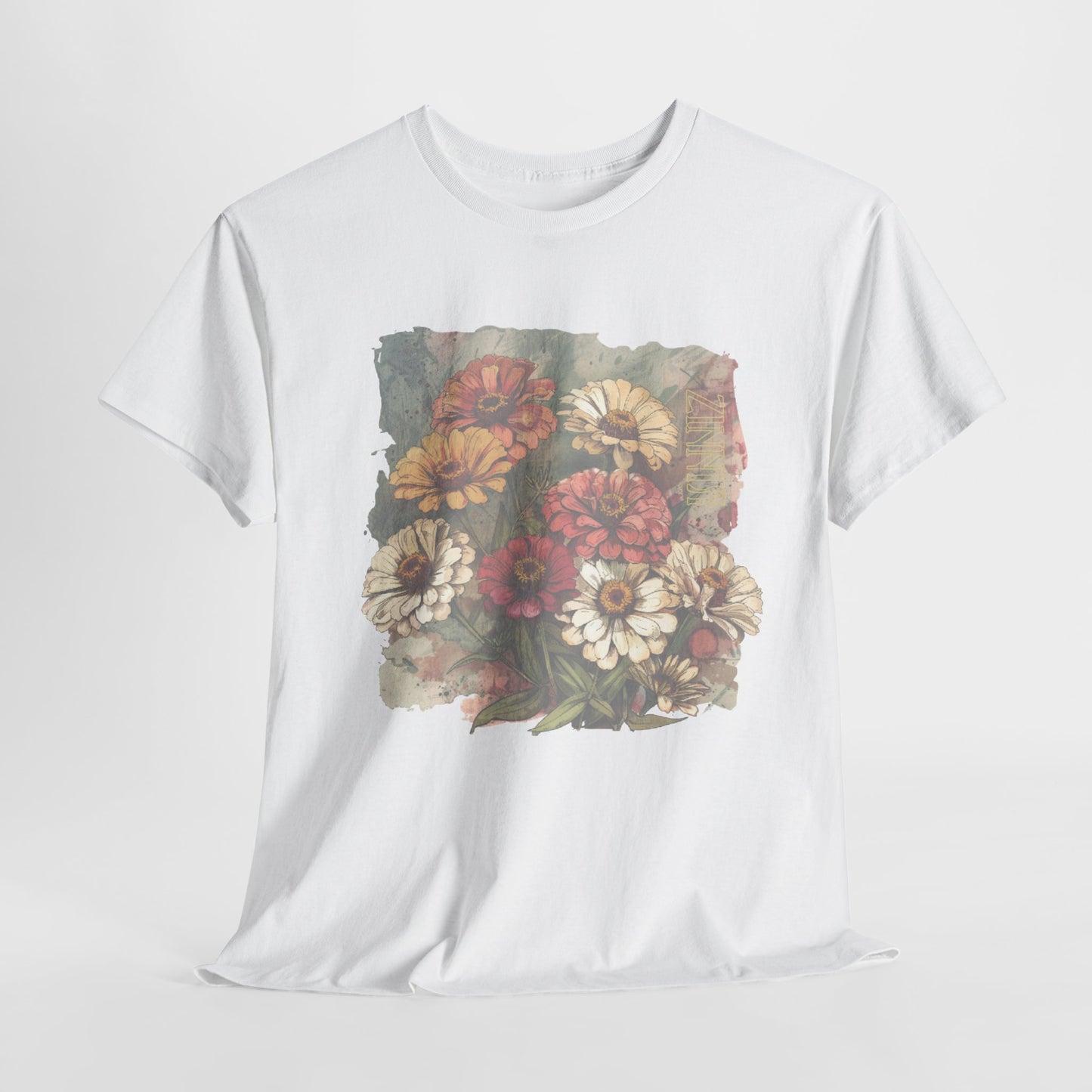 vintage zinnia garden graphic tee - summer flowers