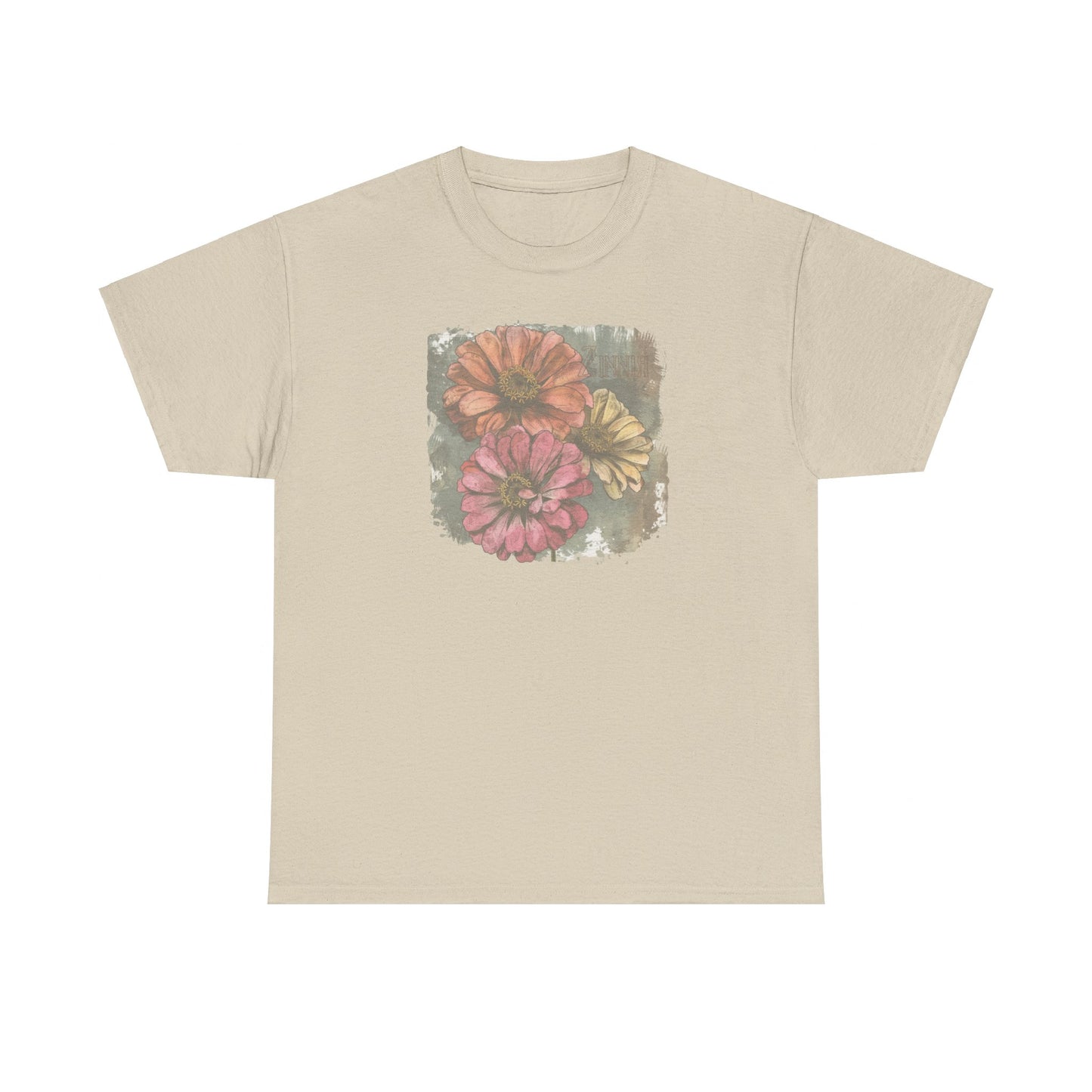 vintage zinnia graphic tee - summer flowers