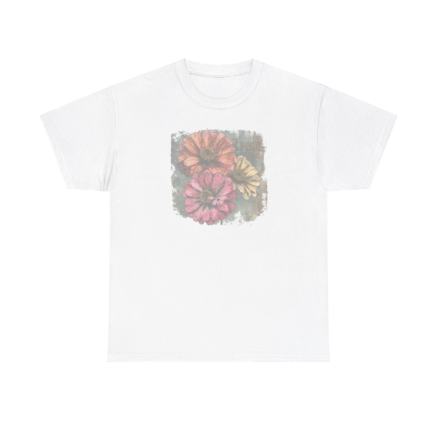 vintage zinnia graphic tee - summer flowers