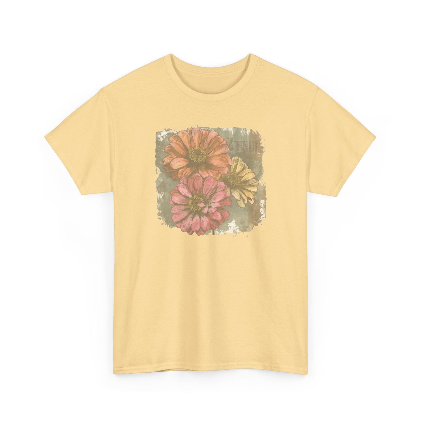 vintage zinnia graphic tee - summer flowers