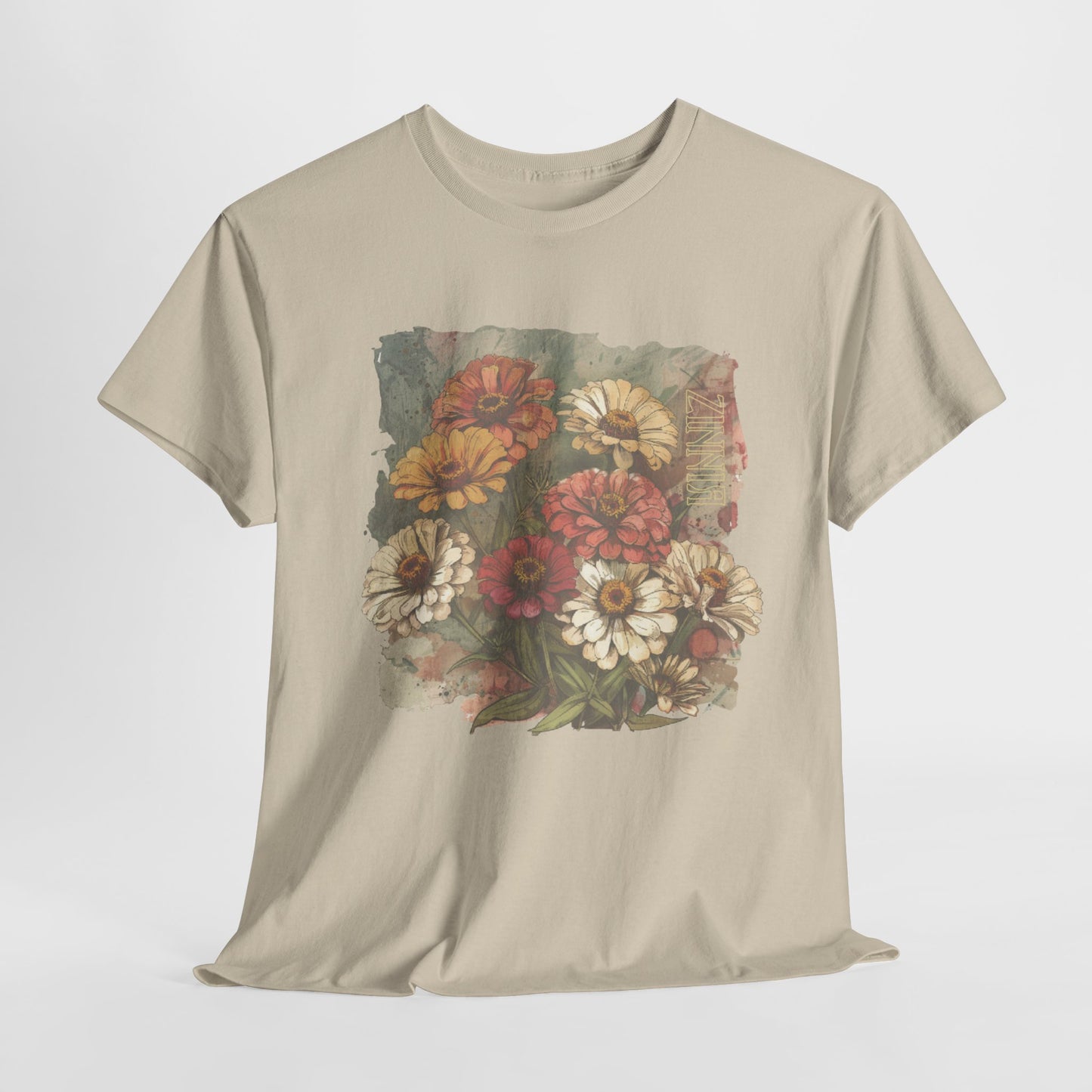 vintage zinnia garden graphic tee - summer flowers