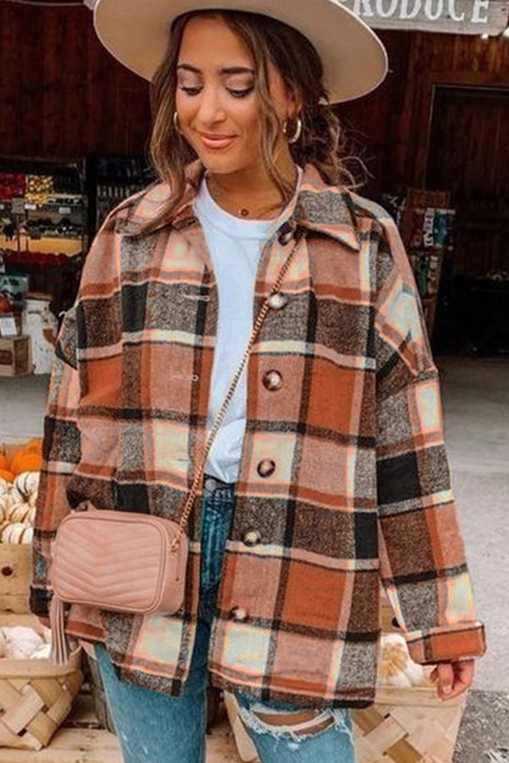 lake plaid print jacket - red/ yellow/ gray/ orange/ rose