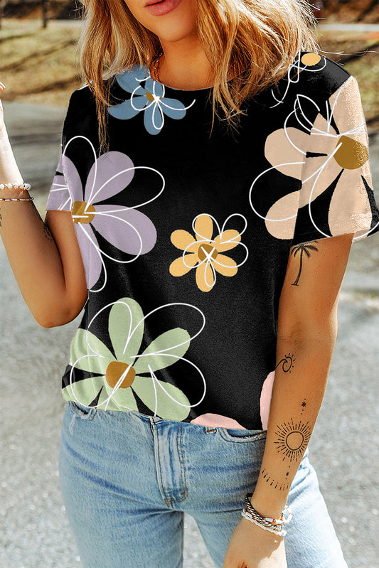 cassie flowr print tee top