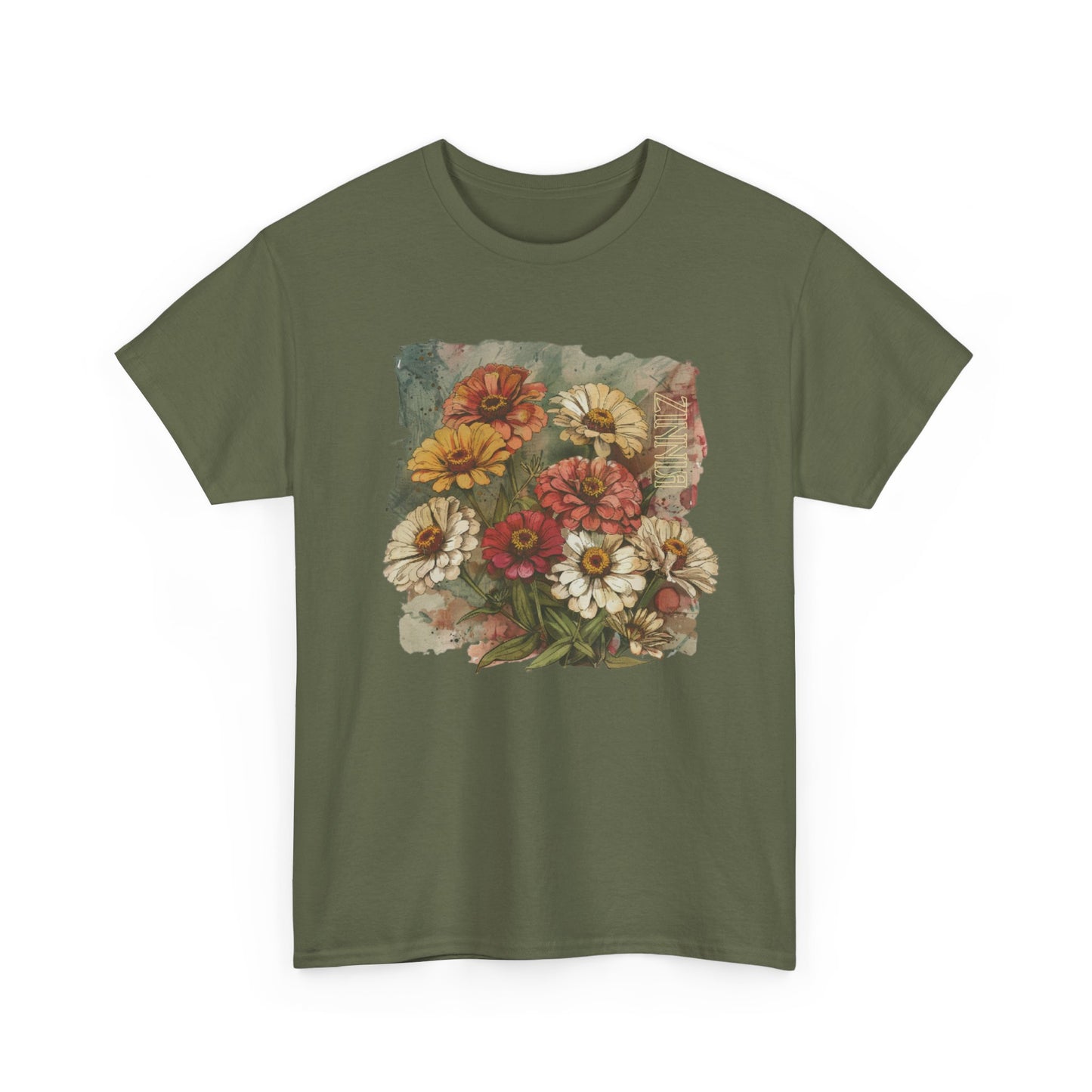 vintage zinnia garden graphic tee - summer flowers