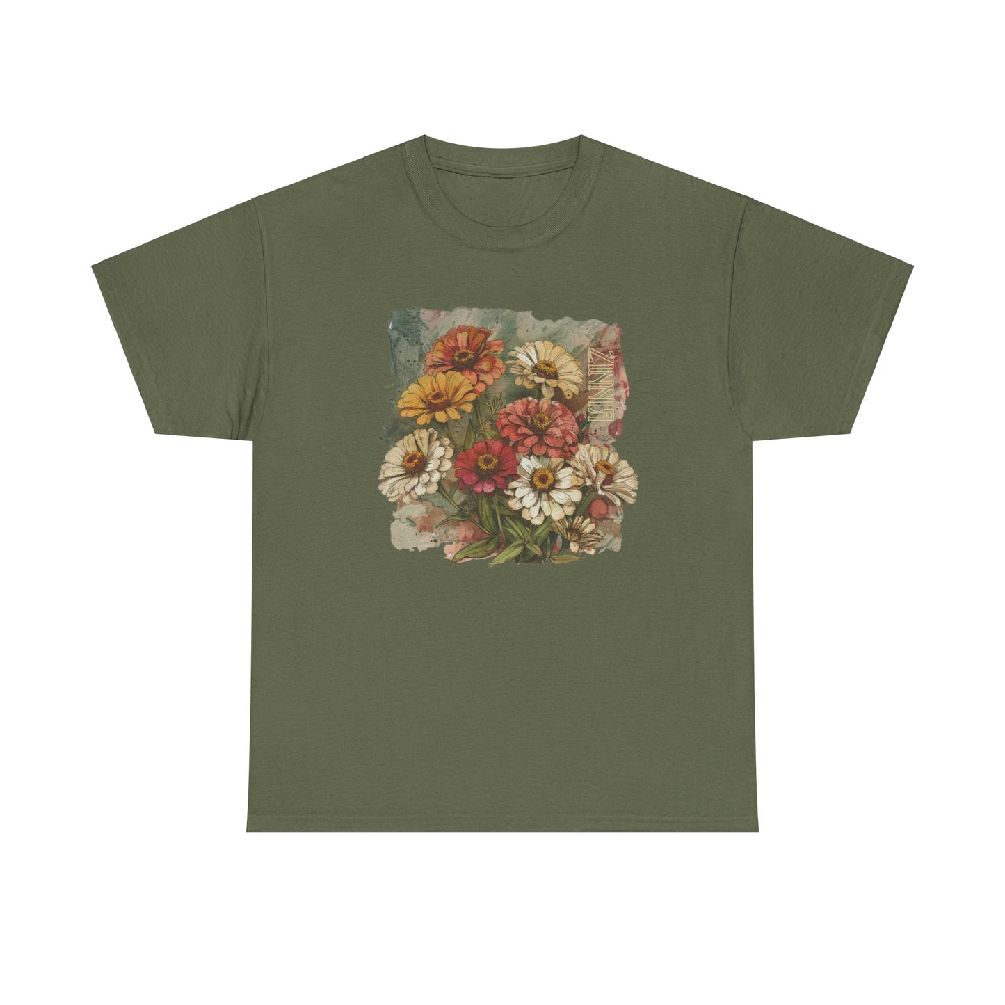 vintage zinnia garden graphic tee - summer flowers