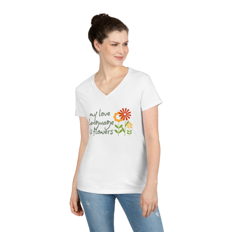 my love language is flowers - graphic v-neck
