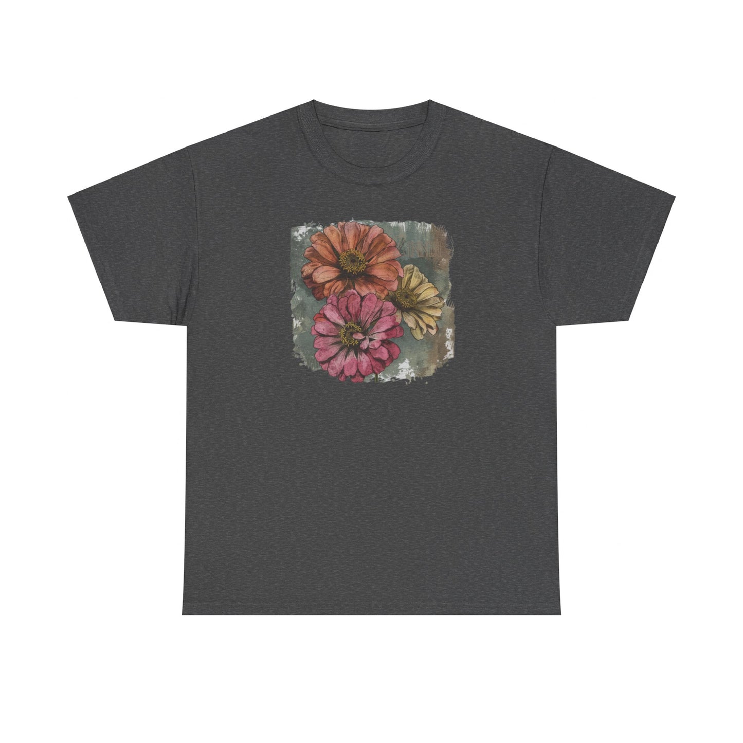 vintage zinnia graphic tee - summer flowers