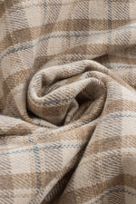 Khaki Plaid Pattern Sherpa Lined Hooded Shacket