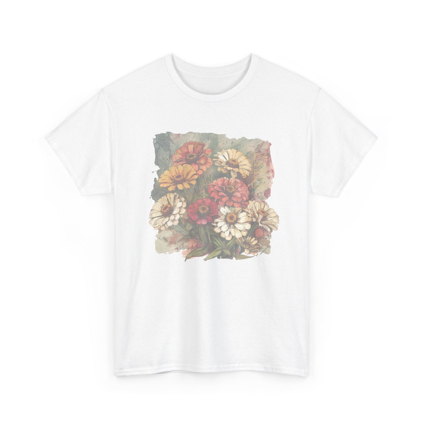 vintage zinnia garden graphic tee - summer flowers