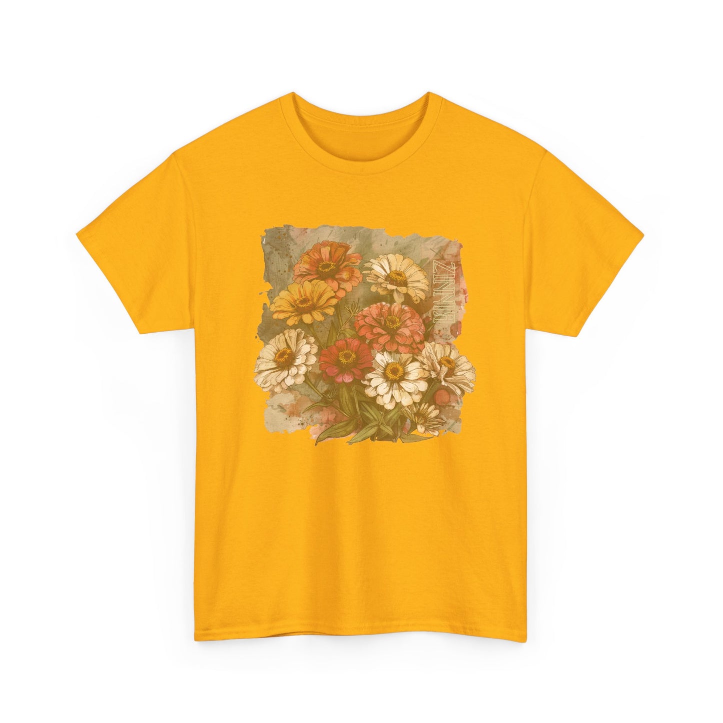 vintage zinnia garden graphic tee - summer flowers