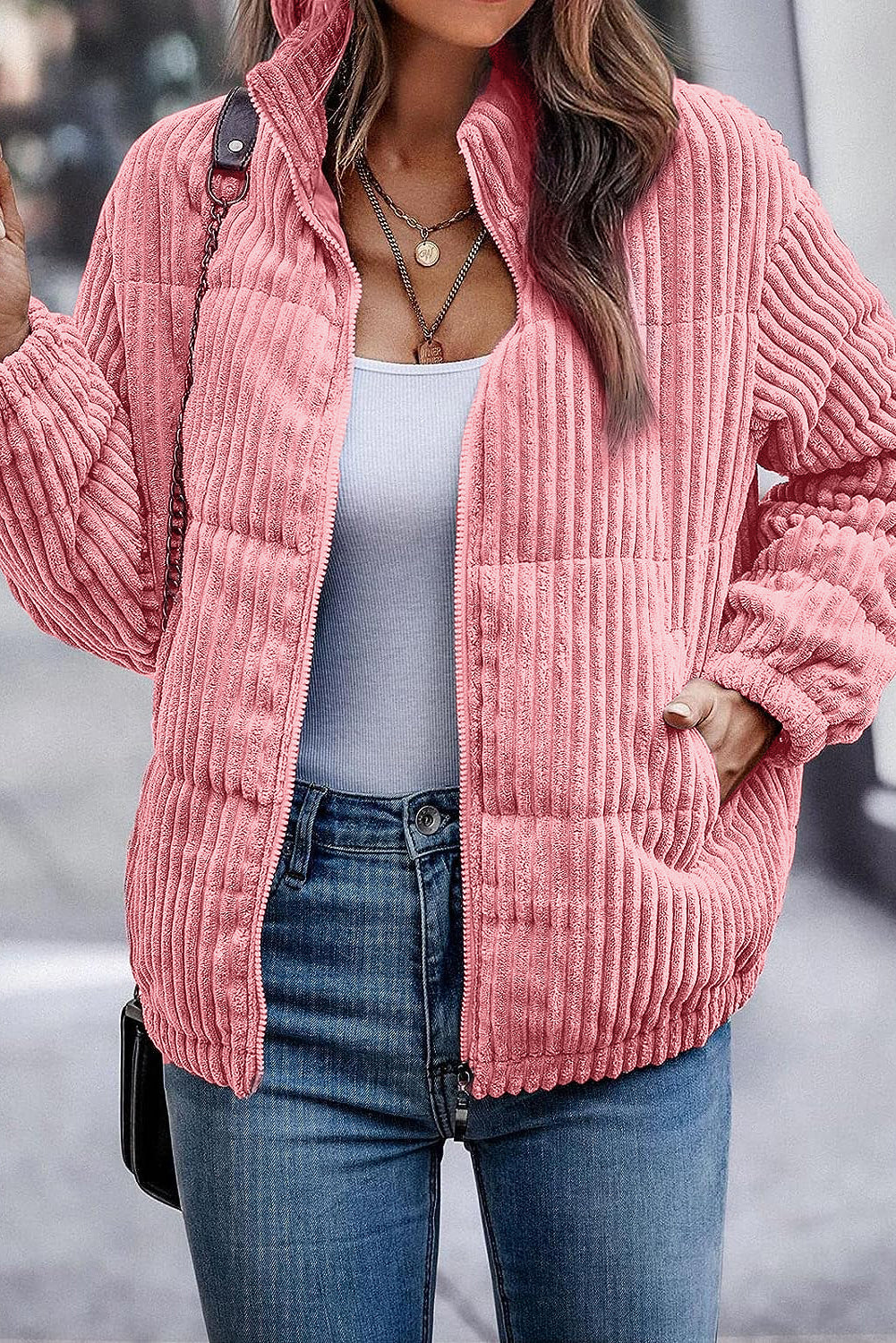 blossom corduroy puffer jacket - only large left!