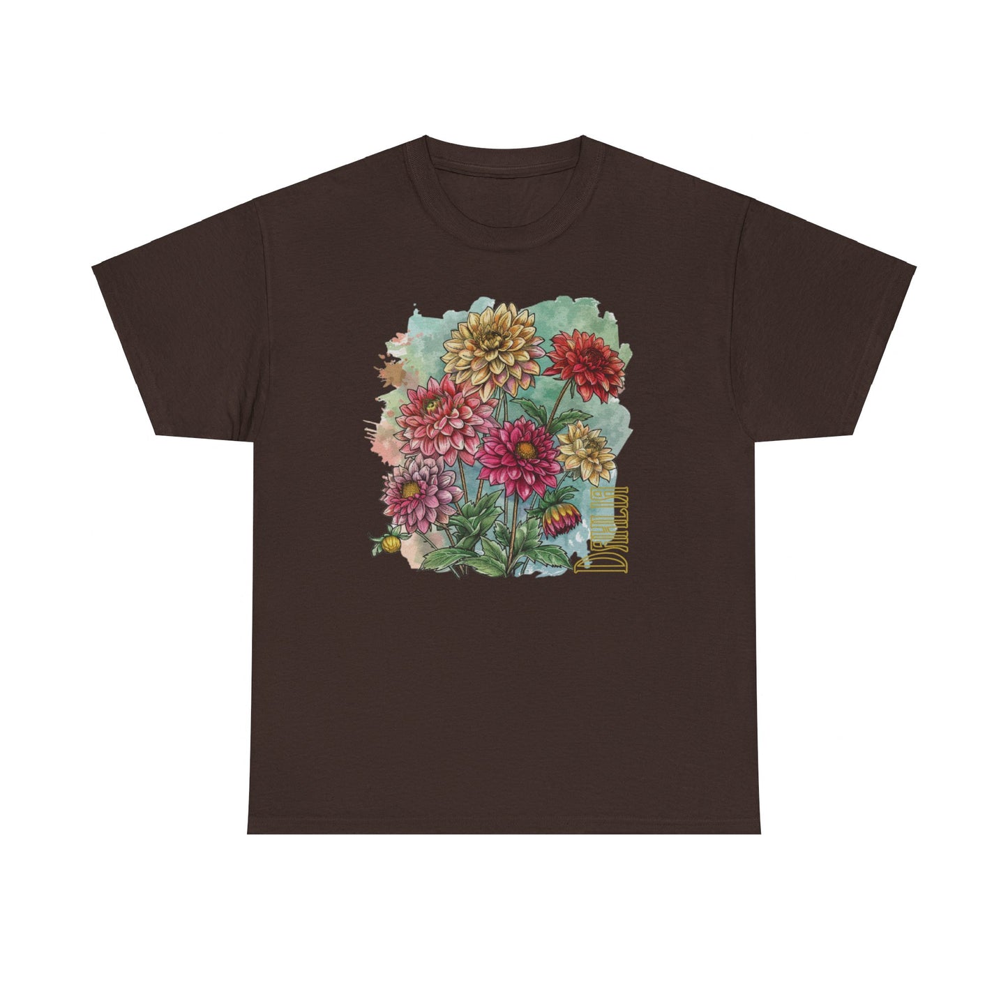 vintage dahlia garden graphic tee - summer flowers