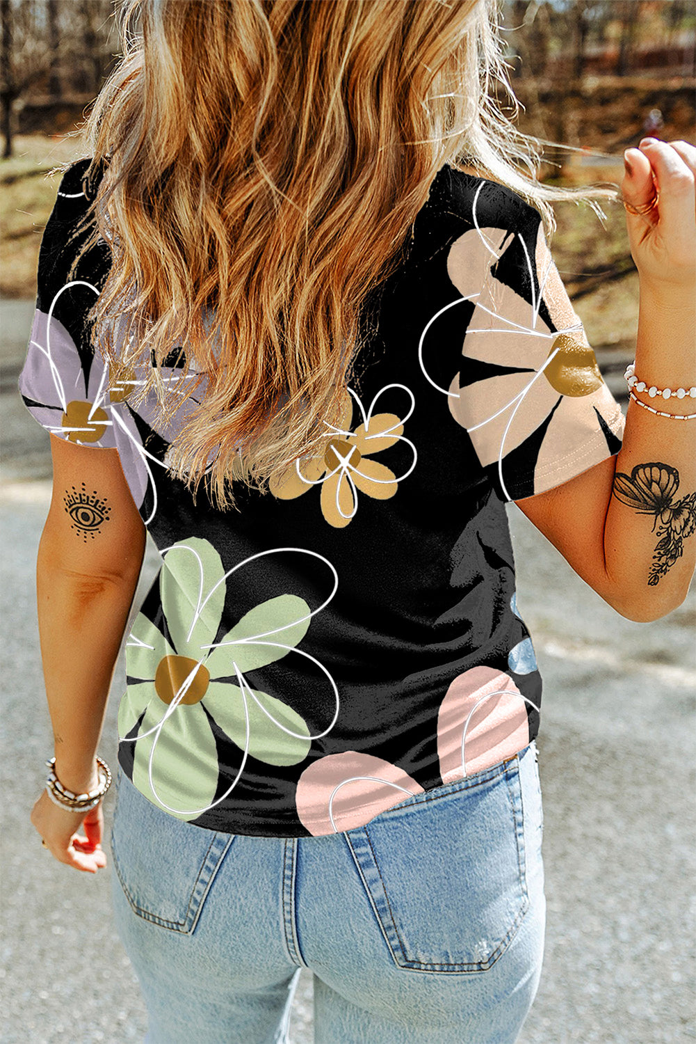 cassie flowr print tee top