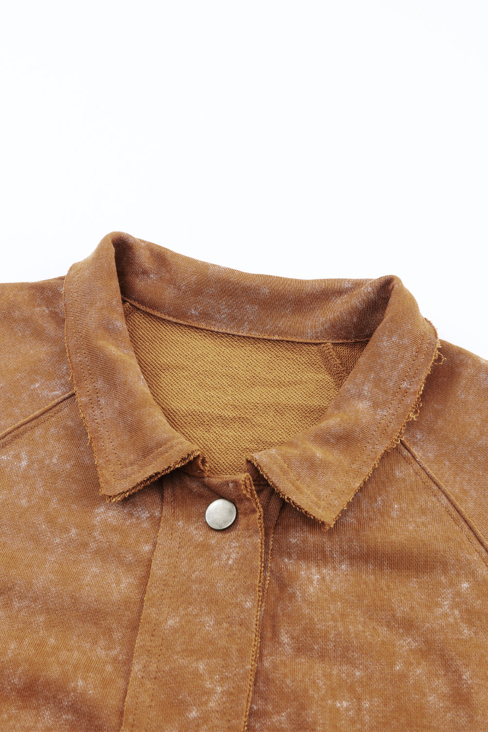 Khaki Vintage Washed Flap Pocket Button Shacket