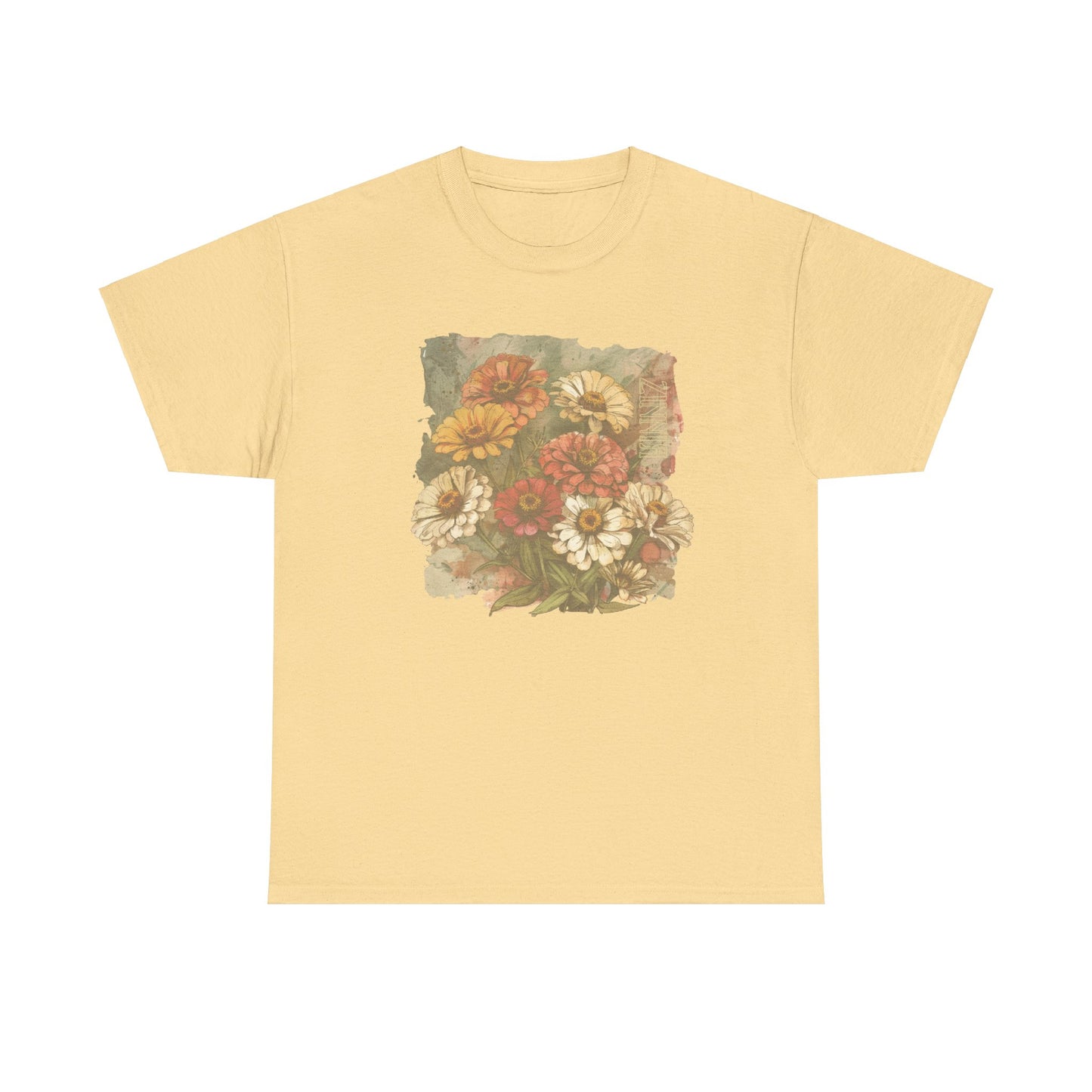 vintage zinnia garden graphic tee - summer flowers