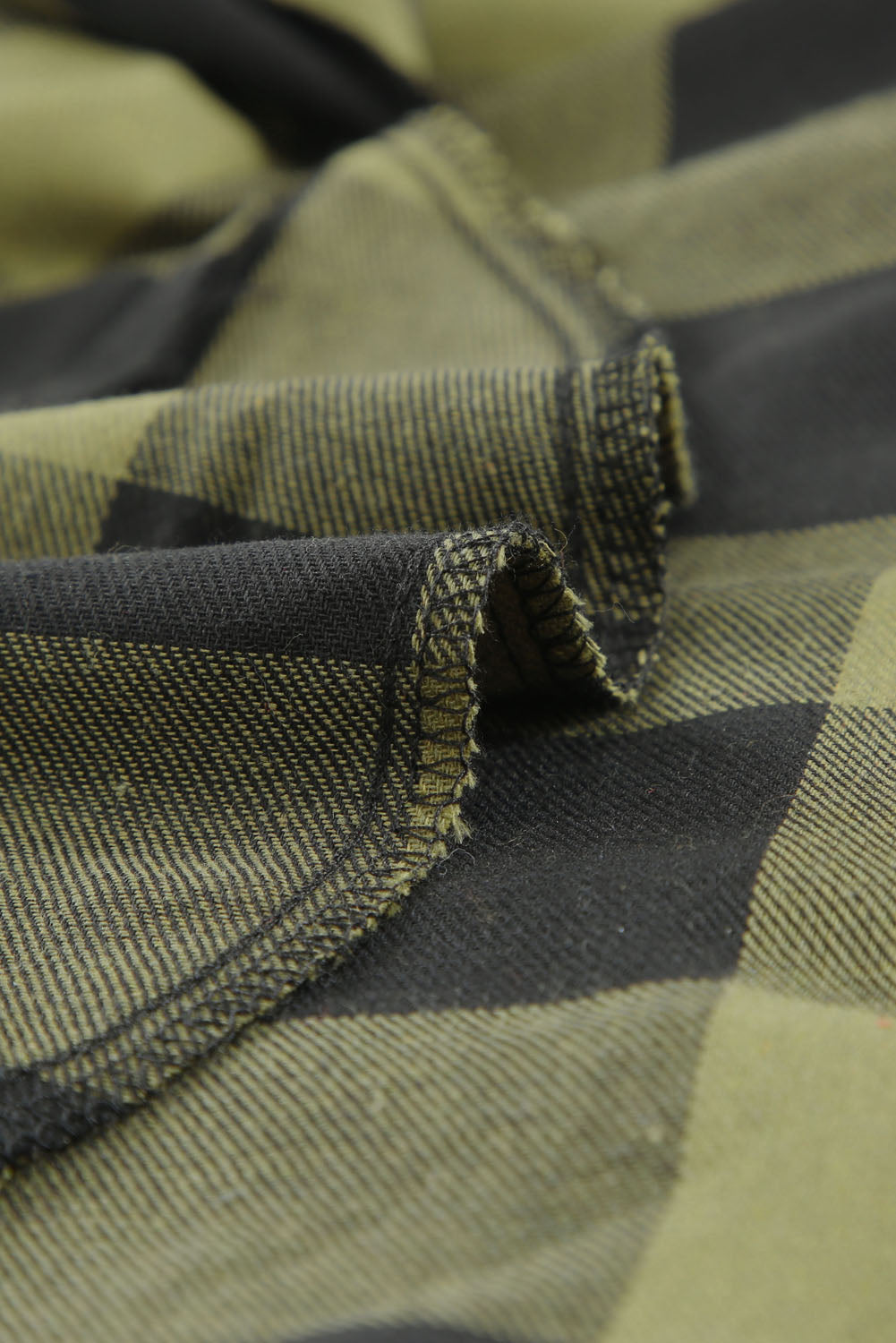 Green Turn-down Collar Plaid Shirt Coat