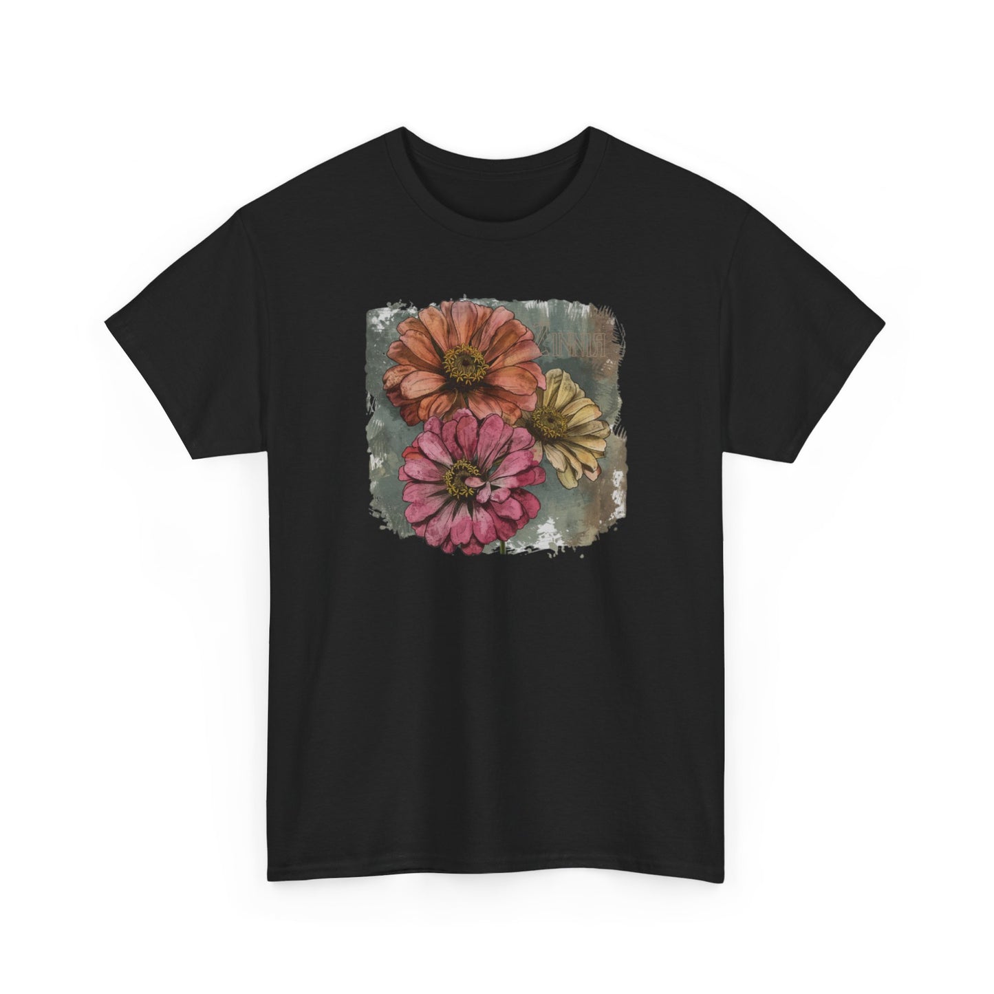 vintage zinnia graphic tee - summer flowers