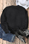 Black Drop Shoulder Crew Neck Pullover Sweatshirt