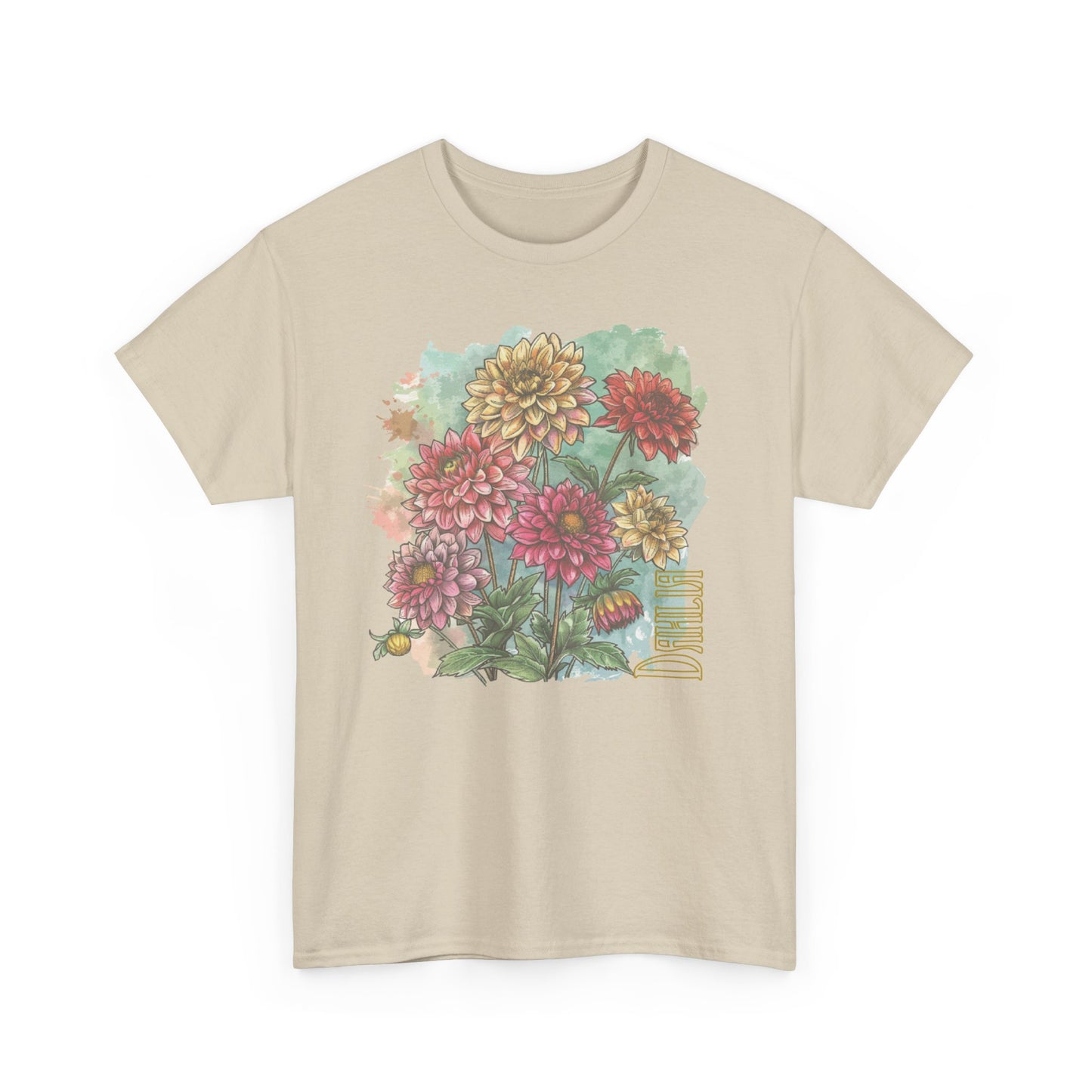 vintage dahlia garden graphic tee - summer flowers