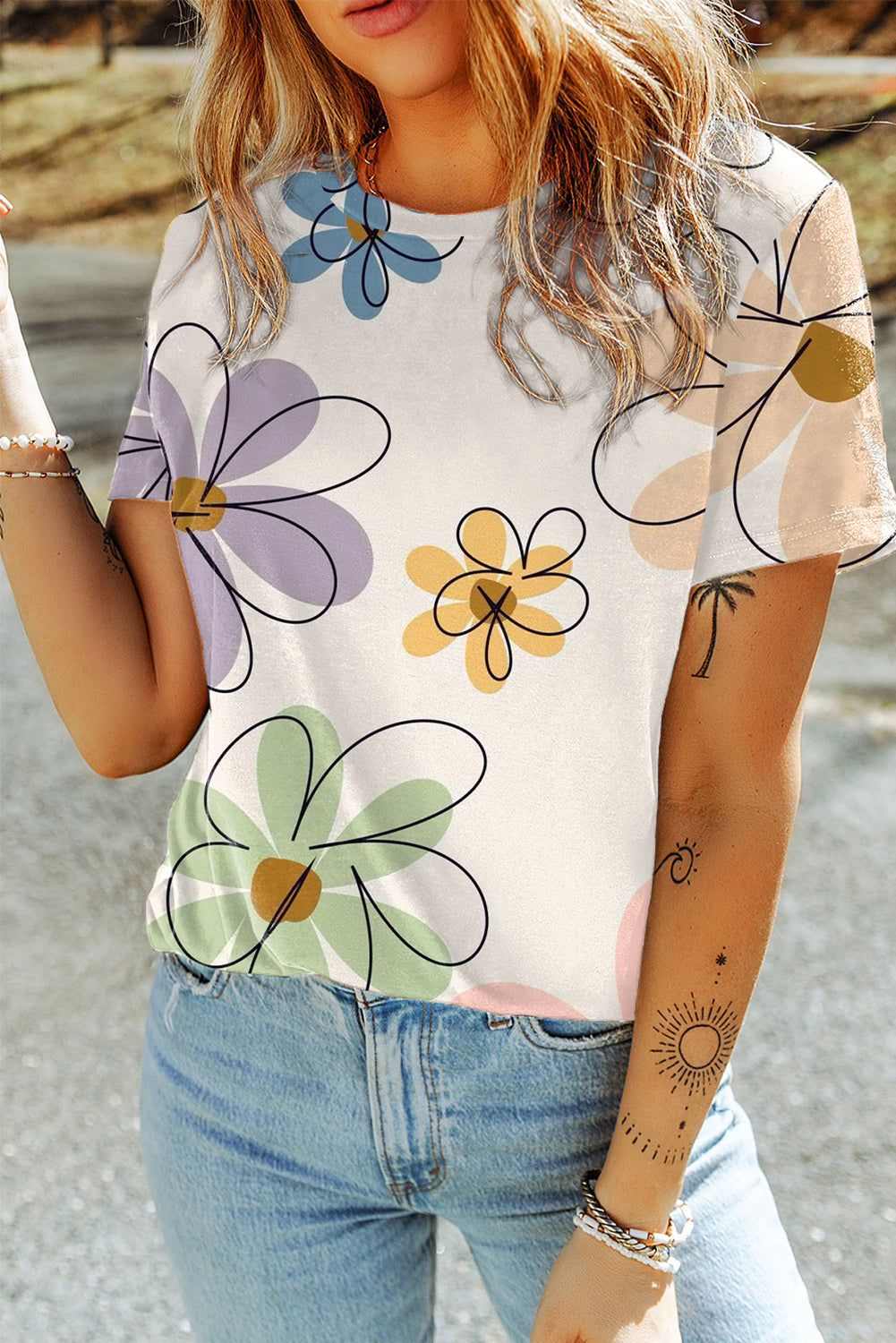 cassie flowr print tee top