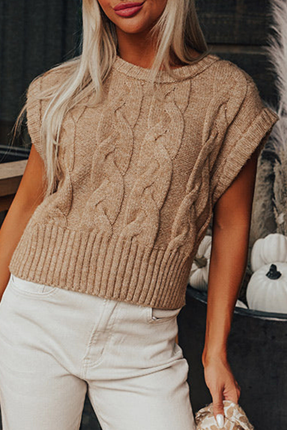 sydney cap sleeve cable sweater