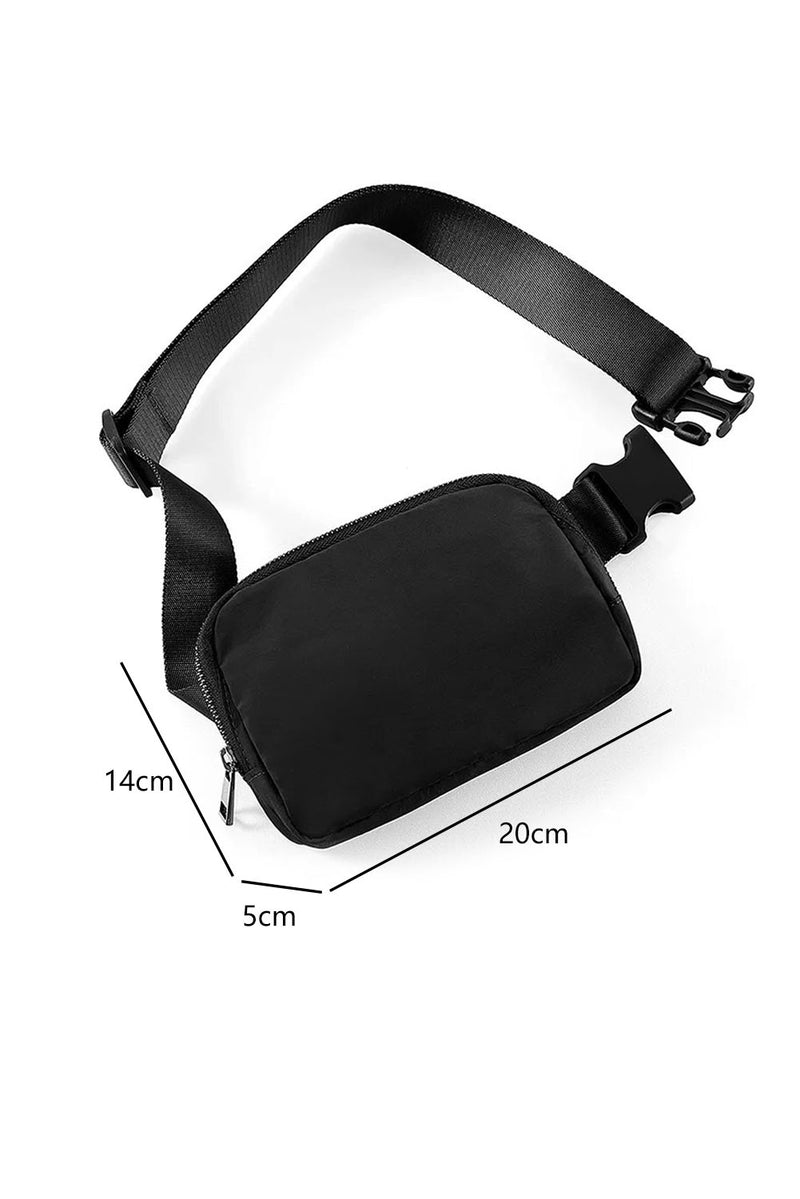 Black Waterproof Zipped Crossbody Chest Bag 20*5*14cm