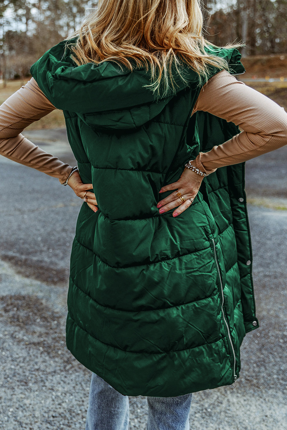 gina long quilted vest coat