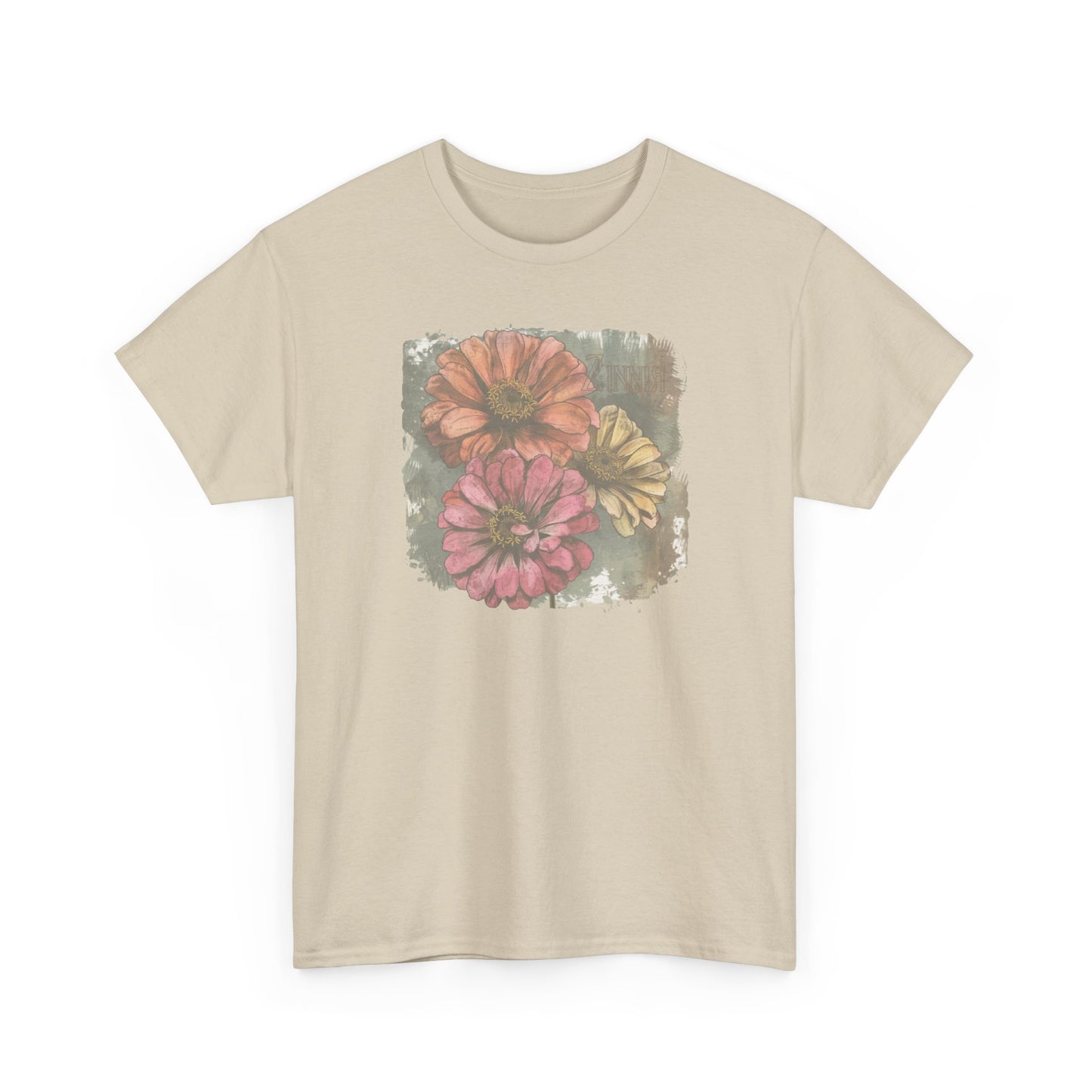 vintage zinnia graphic tee - summer flowers