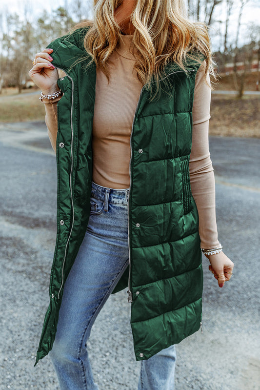 gina long quilted vest coat
