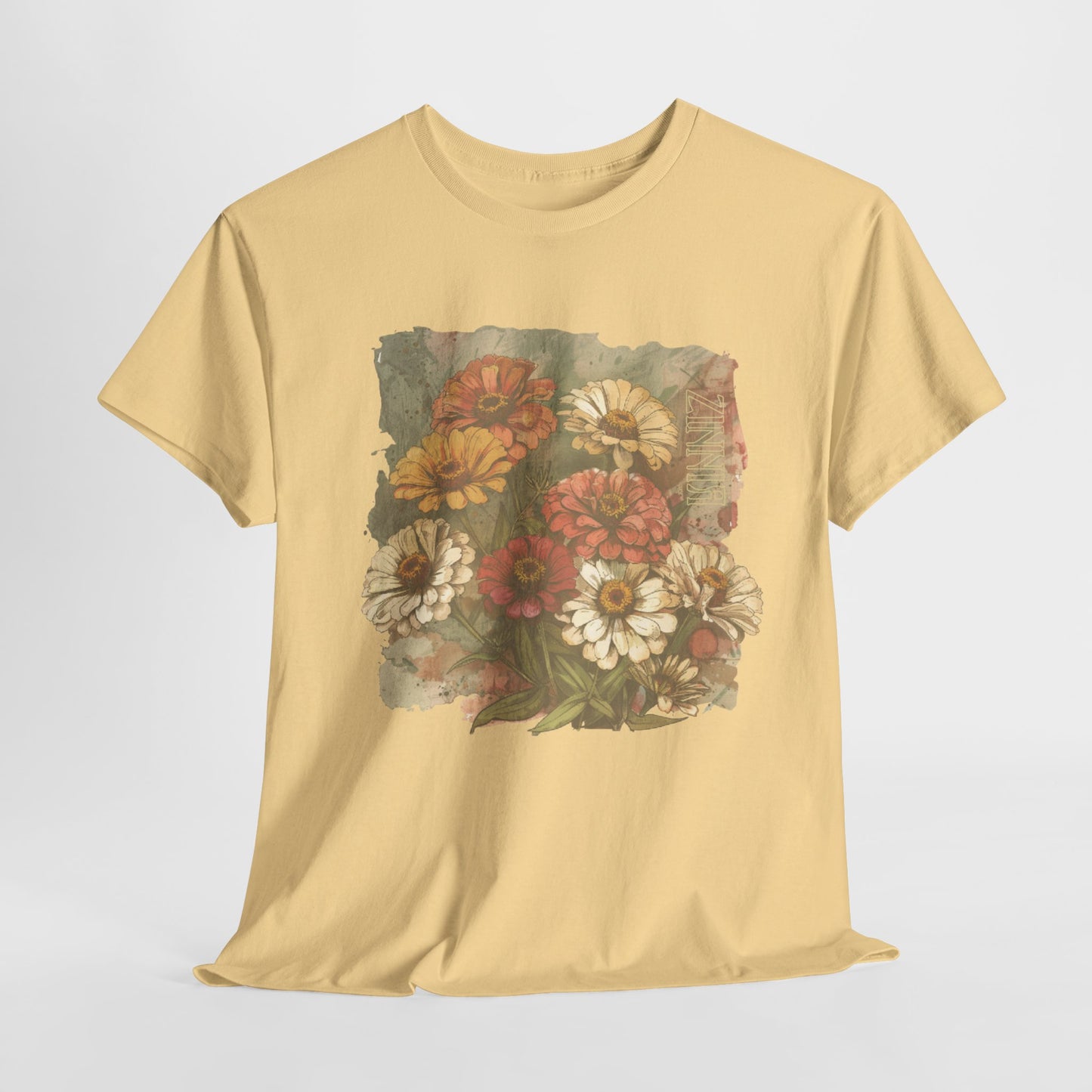 vintage zinnia garden graphic tee - summer flowers